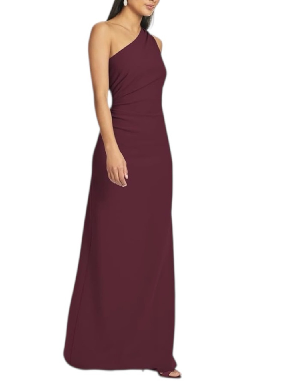 NWT SACHIN + BABI Deep Wine Sleeveless One Shoulder Drape Dress Gown Size 8